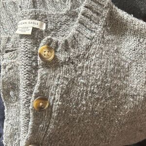 American Eagle Cottage 1/2 Button Grey Sweater